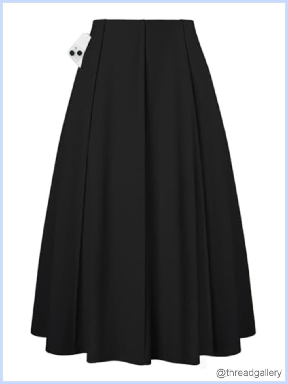 A-Line Midi Skirt with Pockets High Waisted Flowy 95% Polyester 5% Elastane